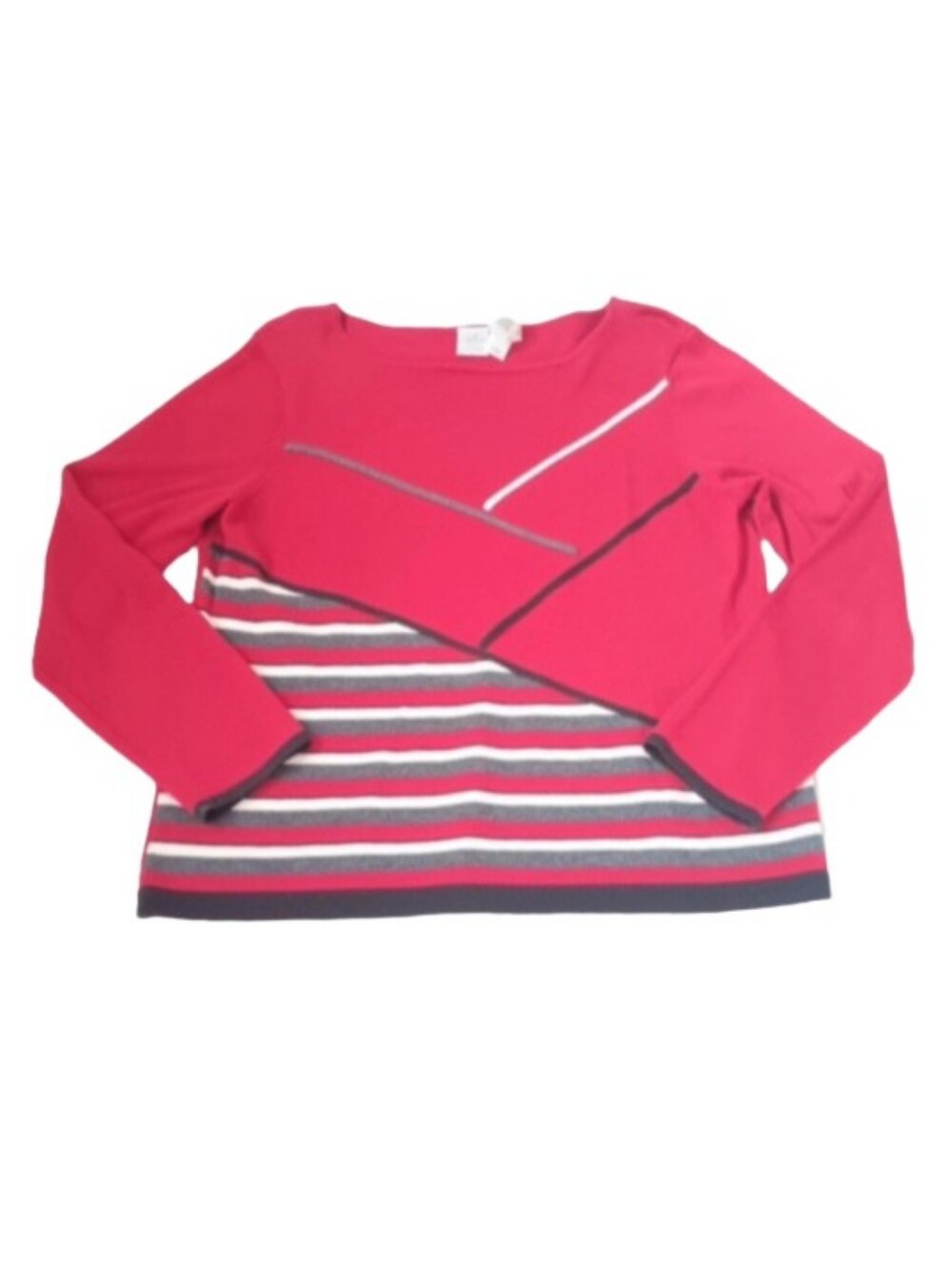 Emma James by Liz Claiborne Red Sweater | EUC | Black, Gray & White Stripes